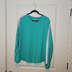 Avia Green Long Sleeve Top with White Stripes